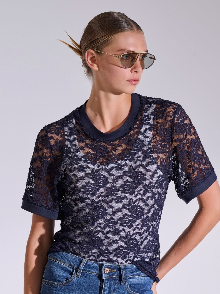 LIBELLOULA - Τοπ μπλε δαντέλα KAMMY