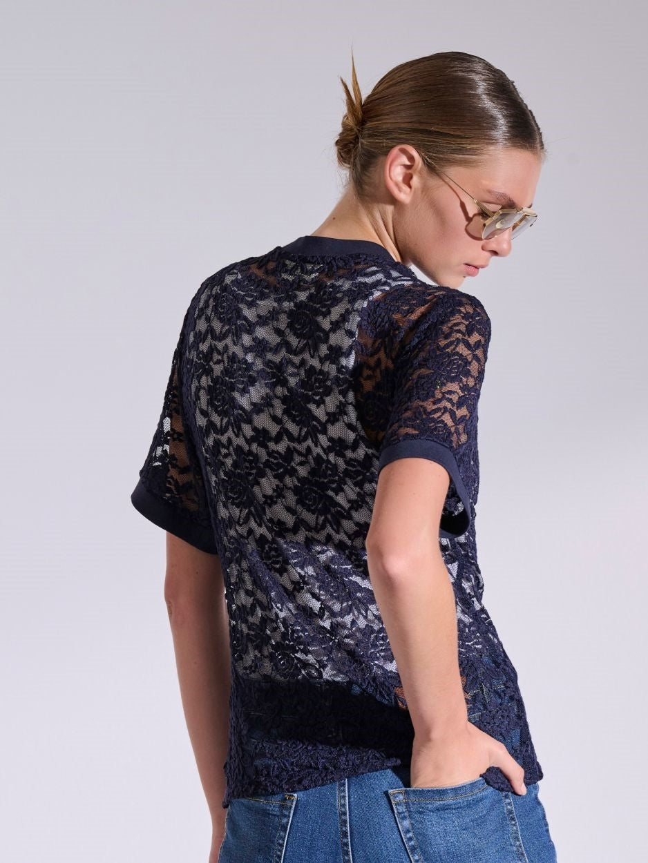 LIBELLOULA - Τοπ μπλε δαντέλα KAMMY