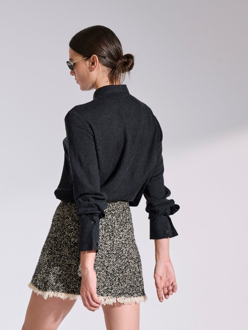 LIBELLOULA - Μίνι φούστα wrap σε μαύρο χρώμα και εκρού JOSEPH