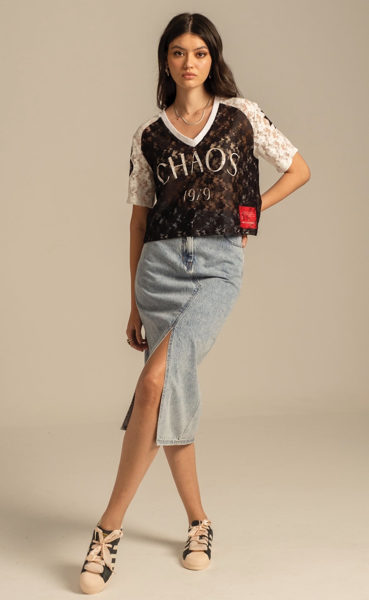 Peace And Chaos Cosmos Lace Crop Τοπ