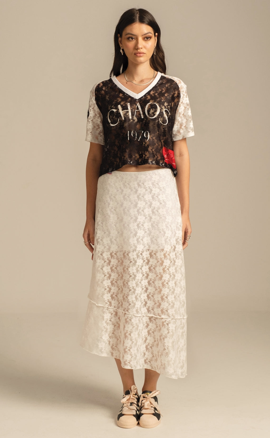 Peace And Chaos Lace Flower Maxi Φούστα