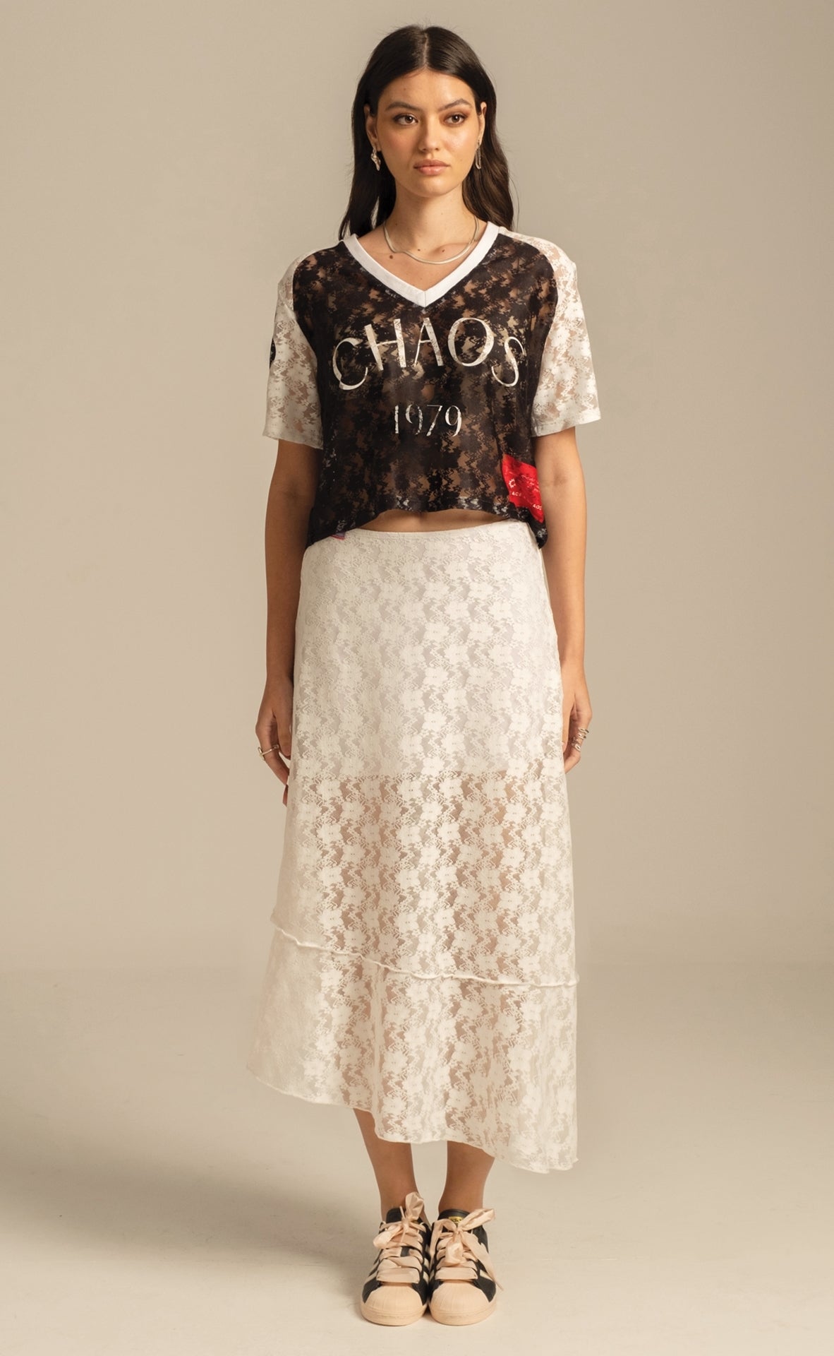 Peace And Chaos Lace Flower Maxi Φούστα