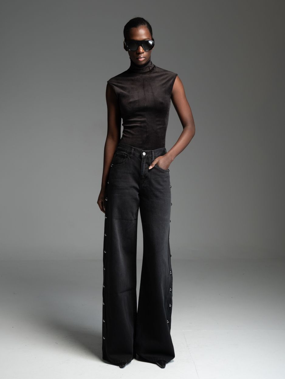 LIBELLOULA Μαύρο Τζιν με πλαϊνά τρουκ LEDGER