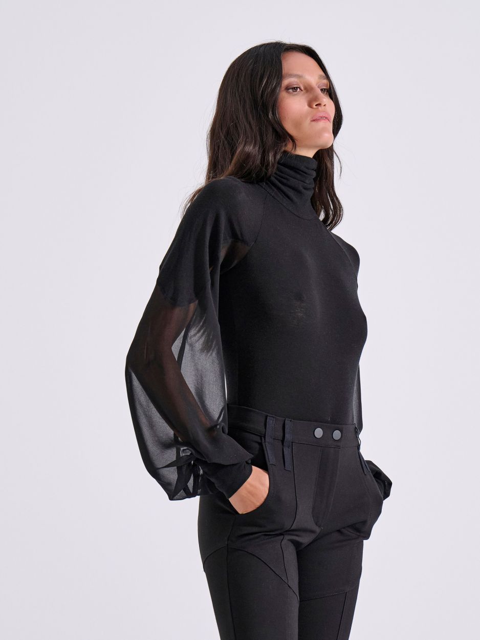 LIBELLOULA Μαύρο Κορμάκι Ζιβάγκο με Διάφανα Μανίκια DREW