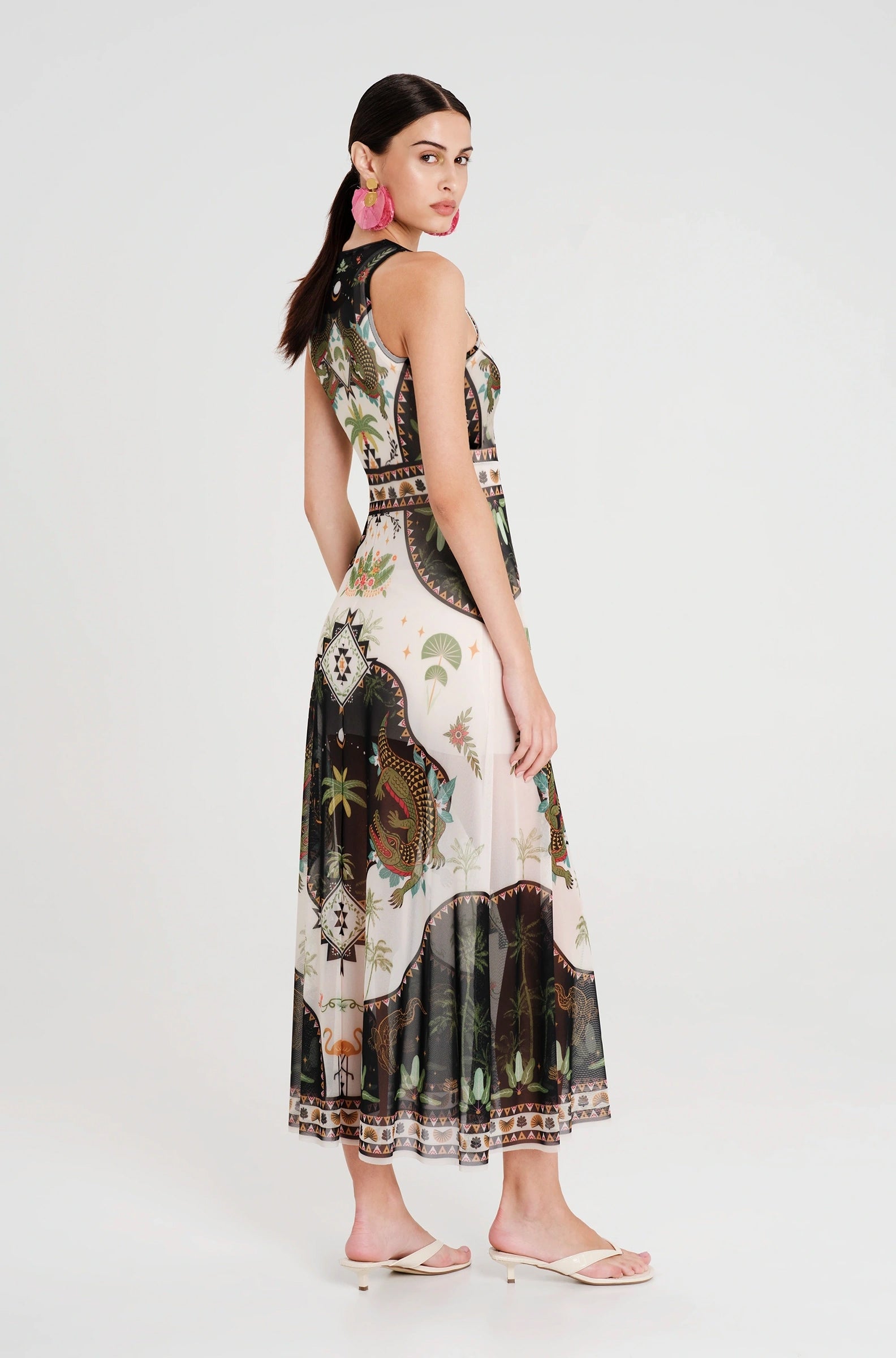 Peace And Chaos Reptile Μακρύ Φόρεμα - Mesh