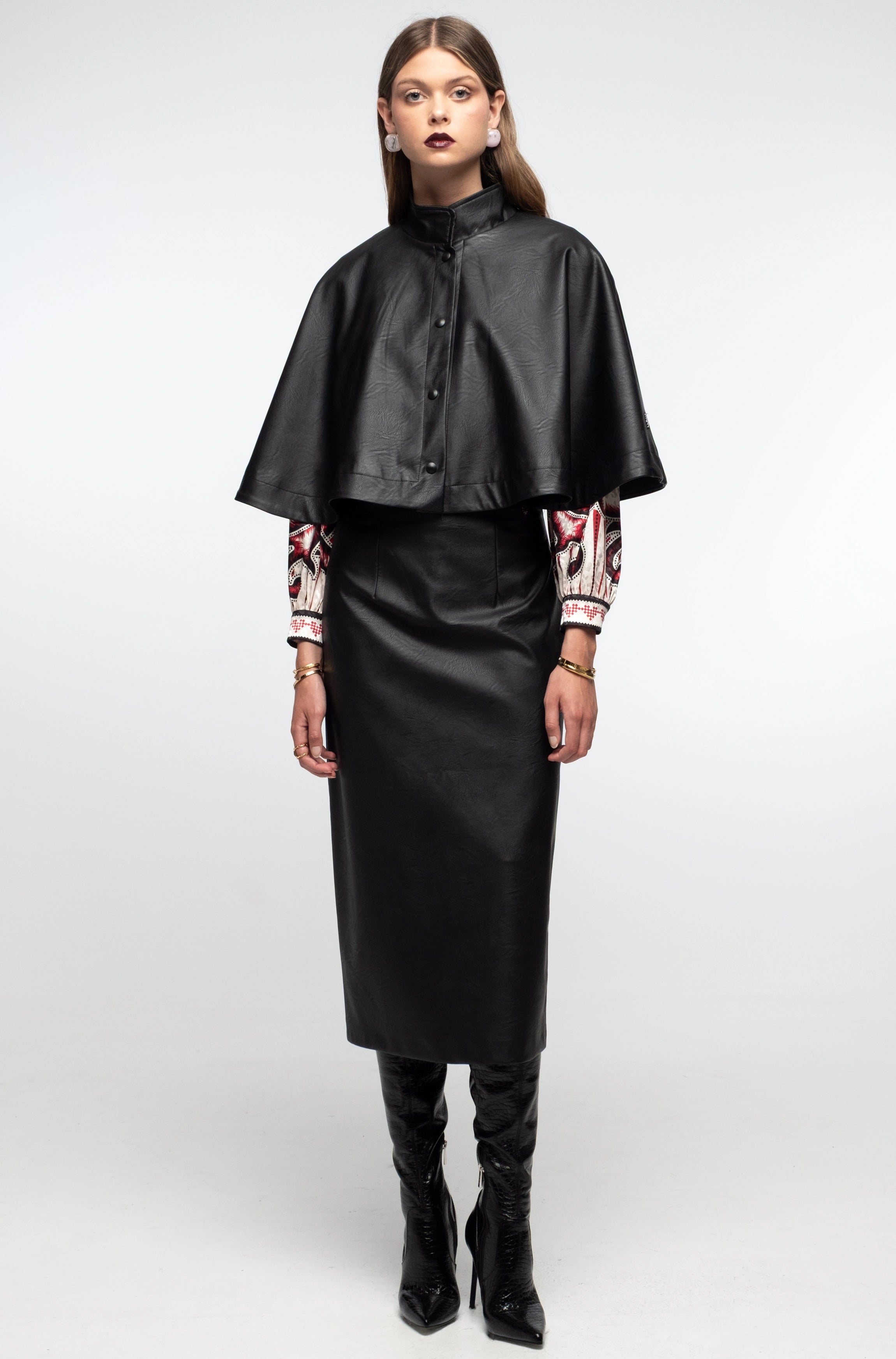 Peace And Chaos Liquorice Midi Φούστα - Eco Leather