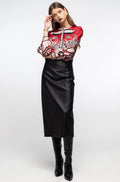 Peace And Chaos Liquorice Midi Φούστα - Eco Leather
