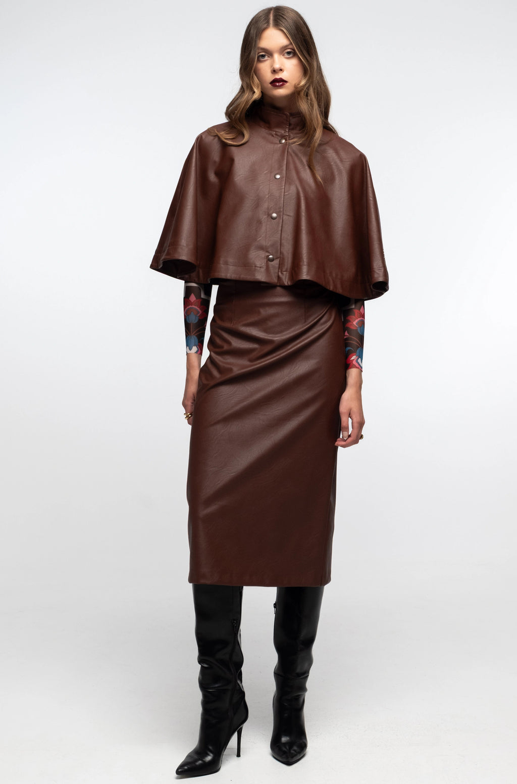 Peace And Chaos Liquorice Midi Φούστα - Eco Leather