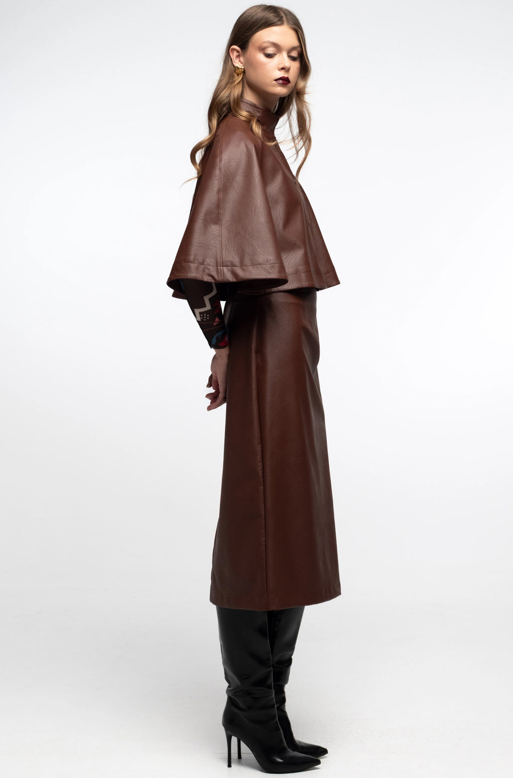 Peace And Chaos Liquorice Midi Φούστα - Eco Leather