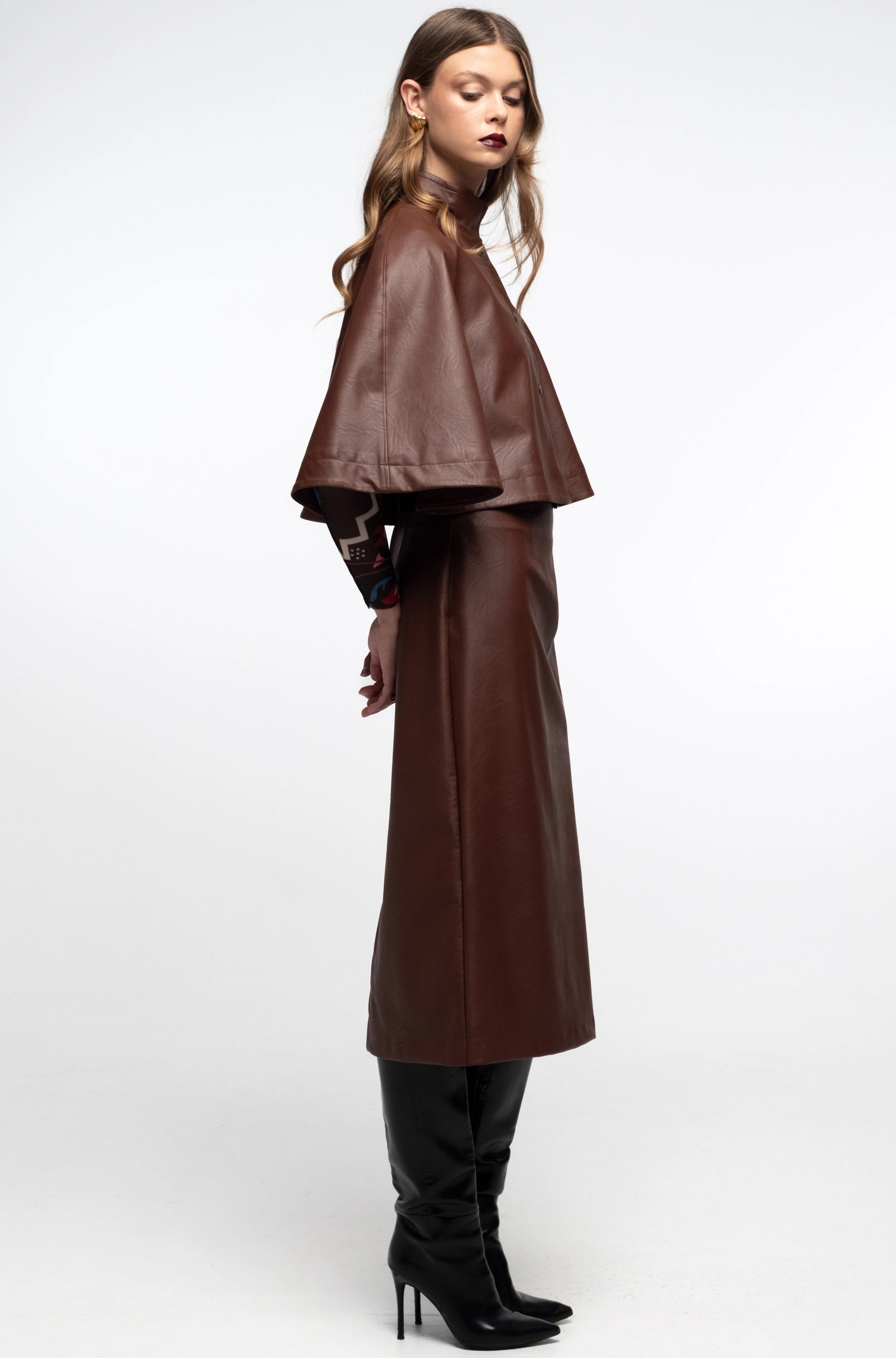 Peace And Chaos Liquorice Midi Φούστα - Eco Leather