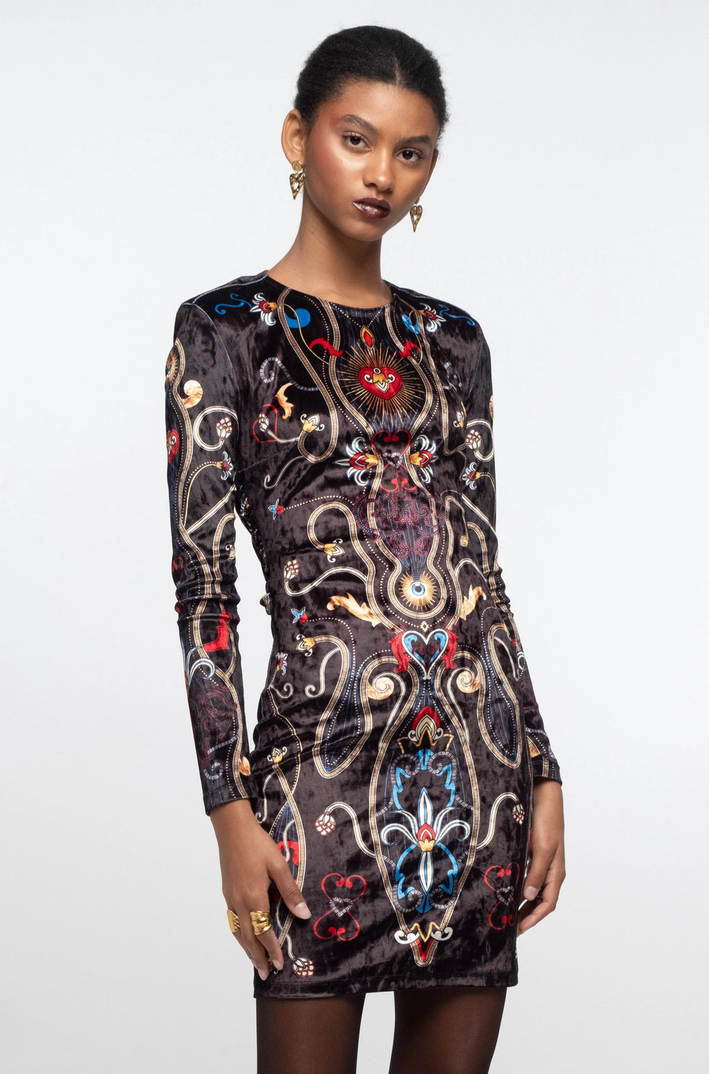 Peace And Chaos Dusk Bodycon Φόρεμα - Βελούδινο