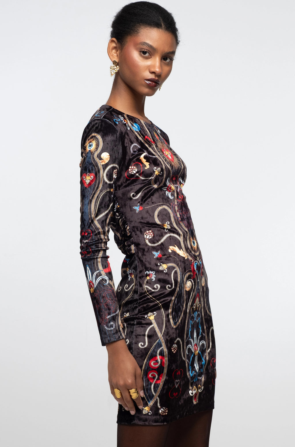 Peace And Chaos Dusk Bodycon Φόρεμα - Βελούδινο