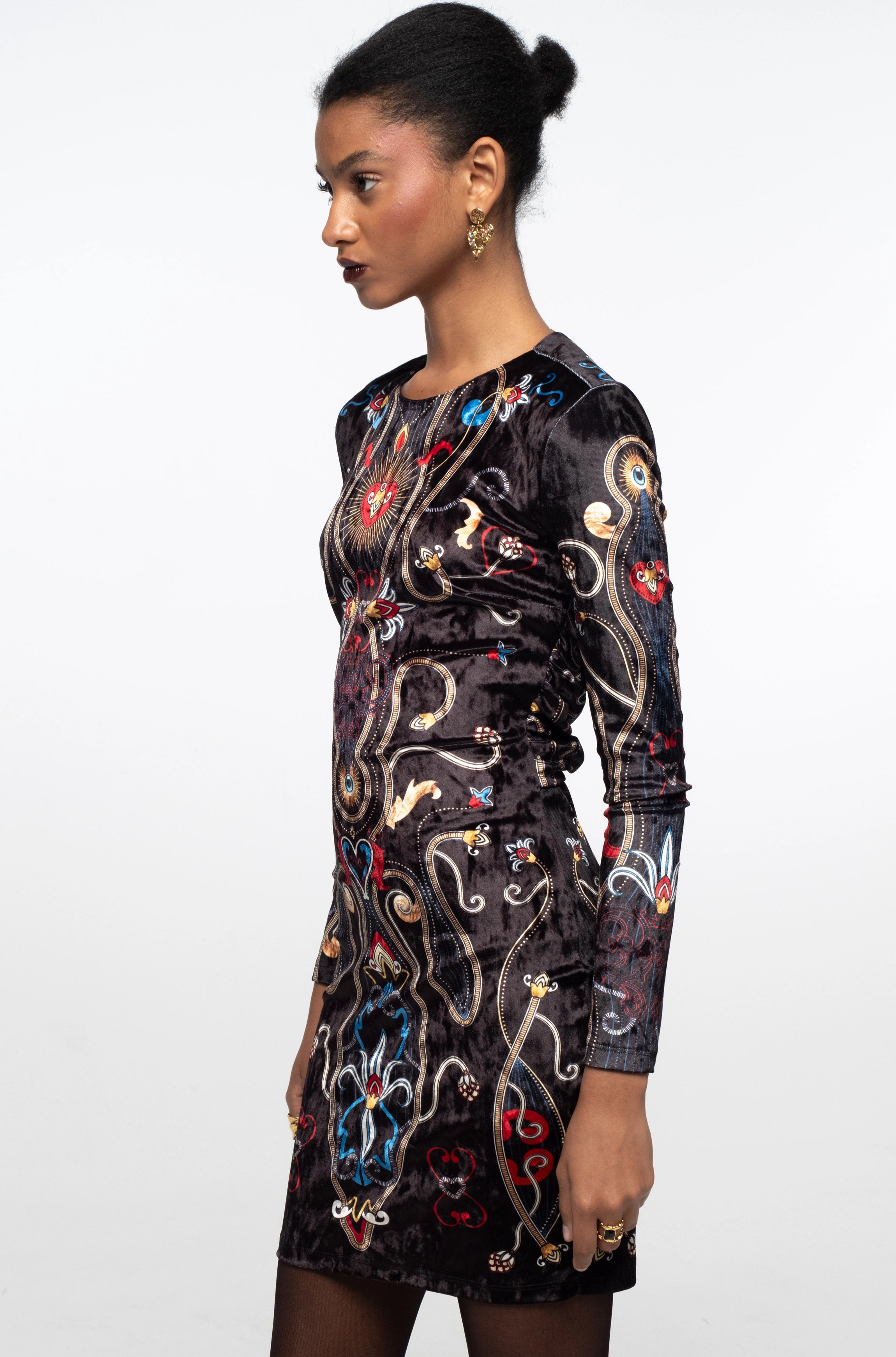 Peace And Chaos Dusk Bodycon Φόρεμα - Βελούδινο