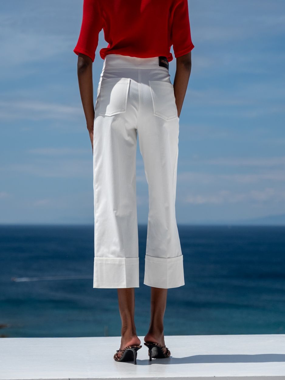 LIBELLOULA Παντελόνι Crop Off-White Με Χρυσές Λεπτομέρειες PALMER