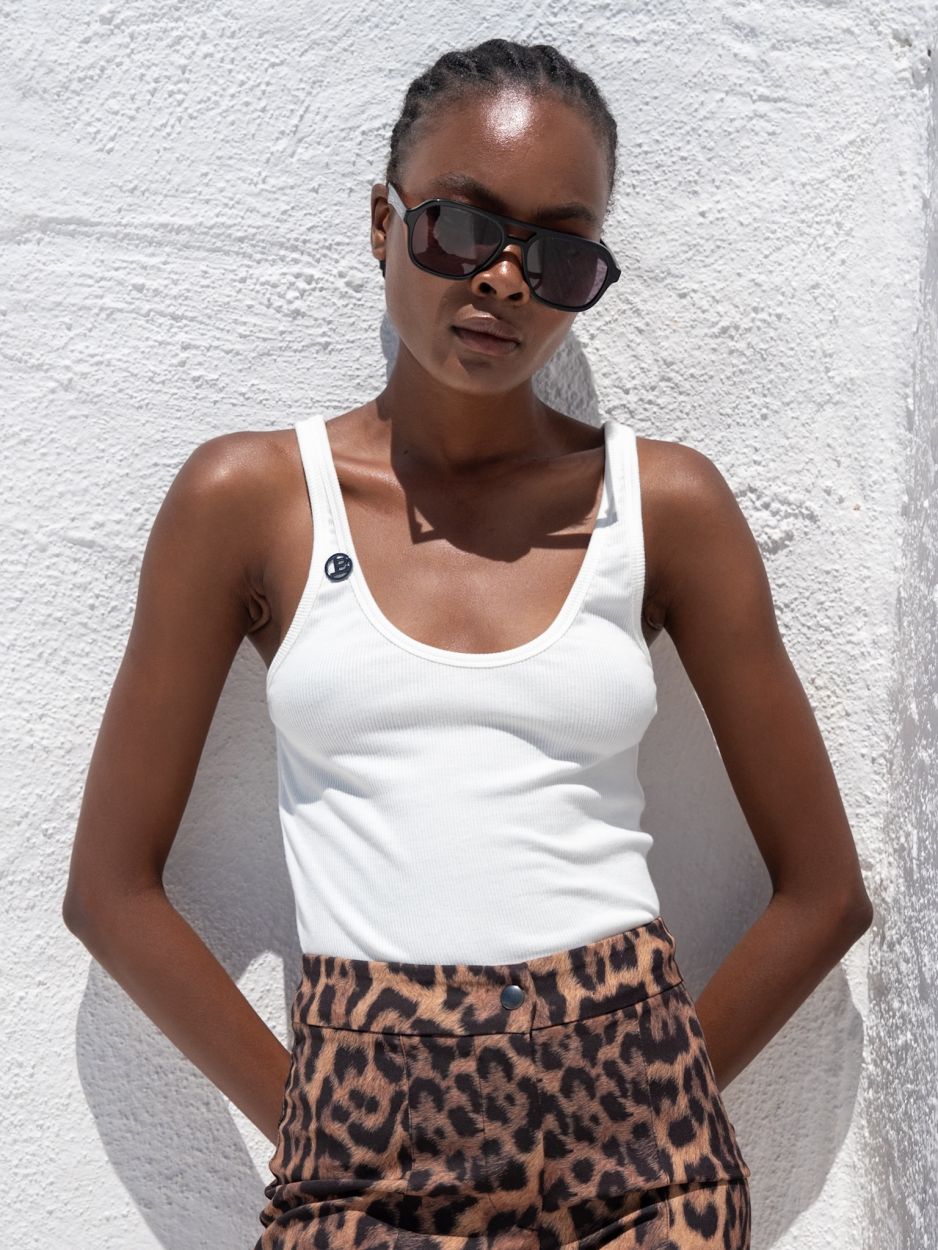 LIBELLOULA  Λευκό Tank Top Με Μεταλλικό LB COREEN