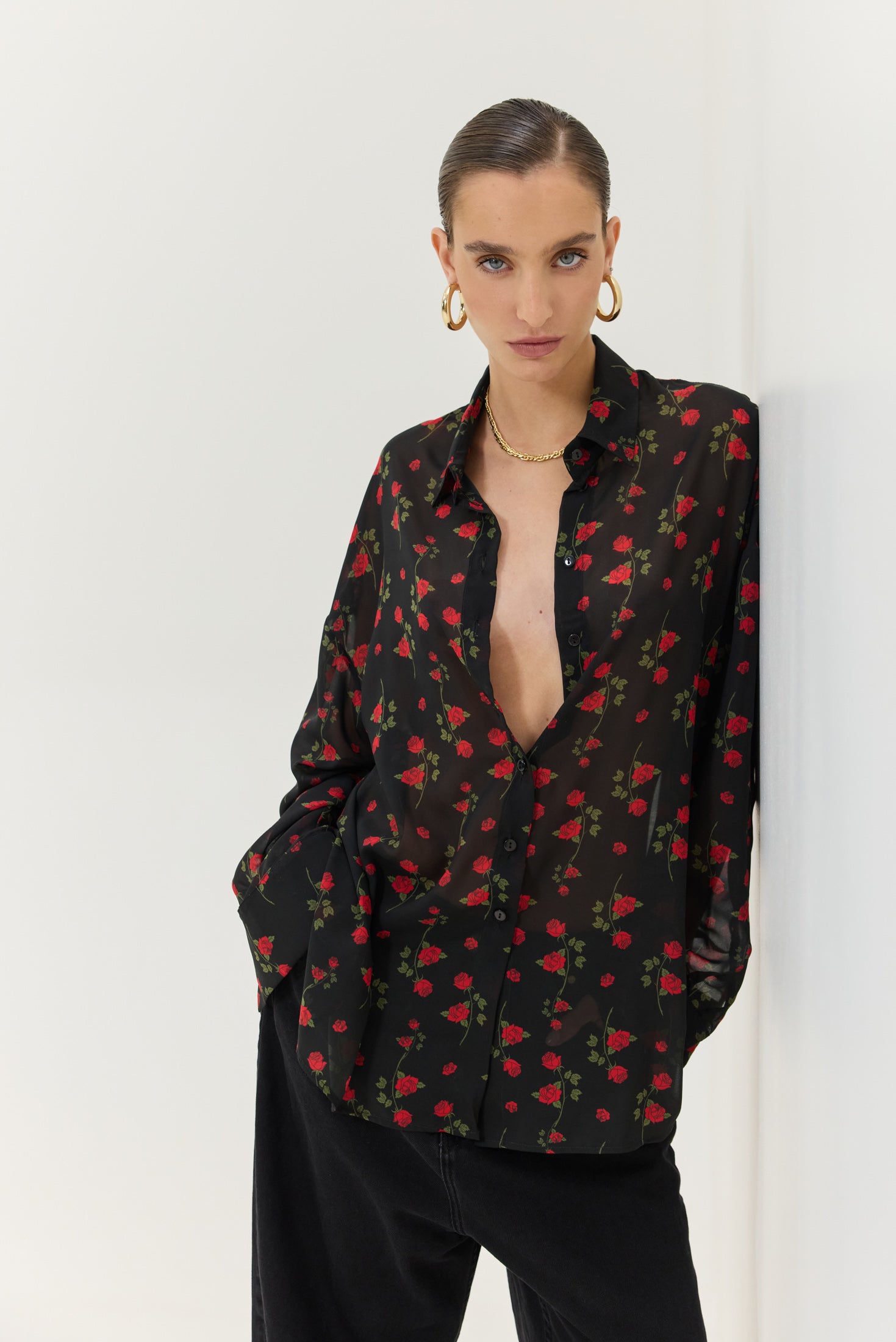 Hemithea Heather Πουκάμισο (Hidden Rose Black)