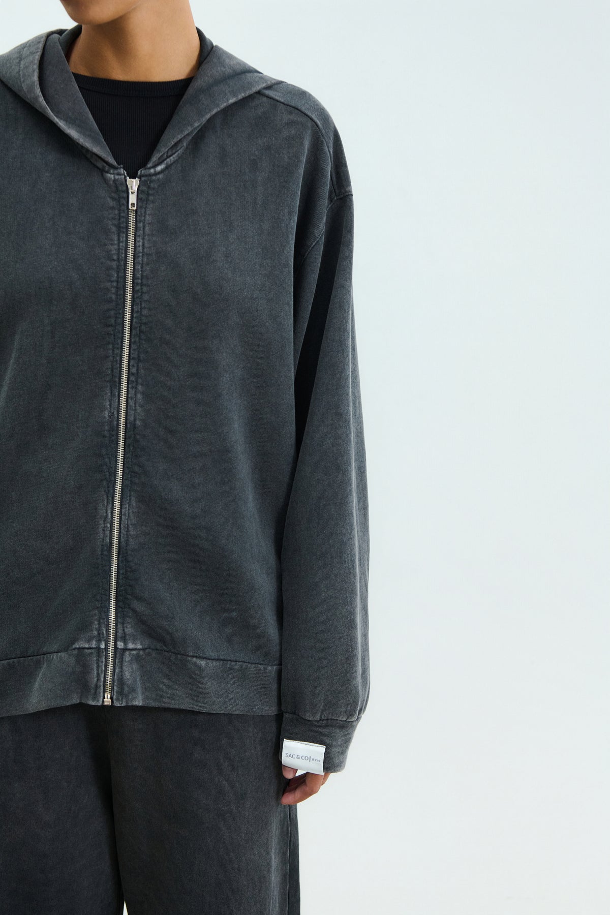 Sac & Co Stella Zip Hoodie (Stone Black)