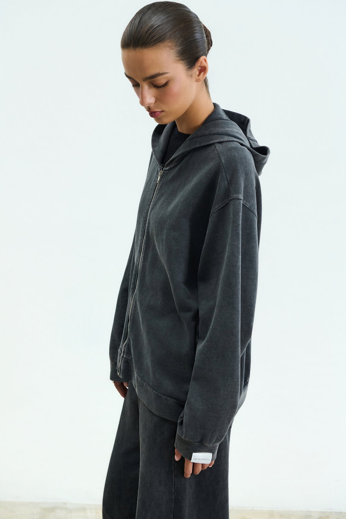 Sac & Co Stella Zip Hoodie (Stone Black)