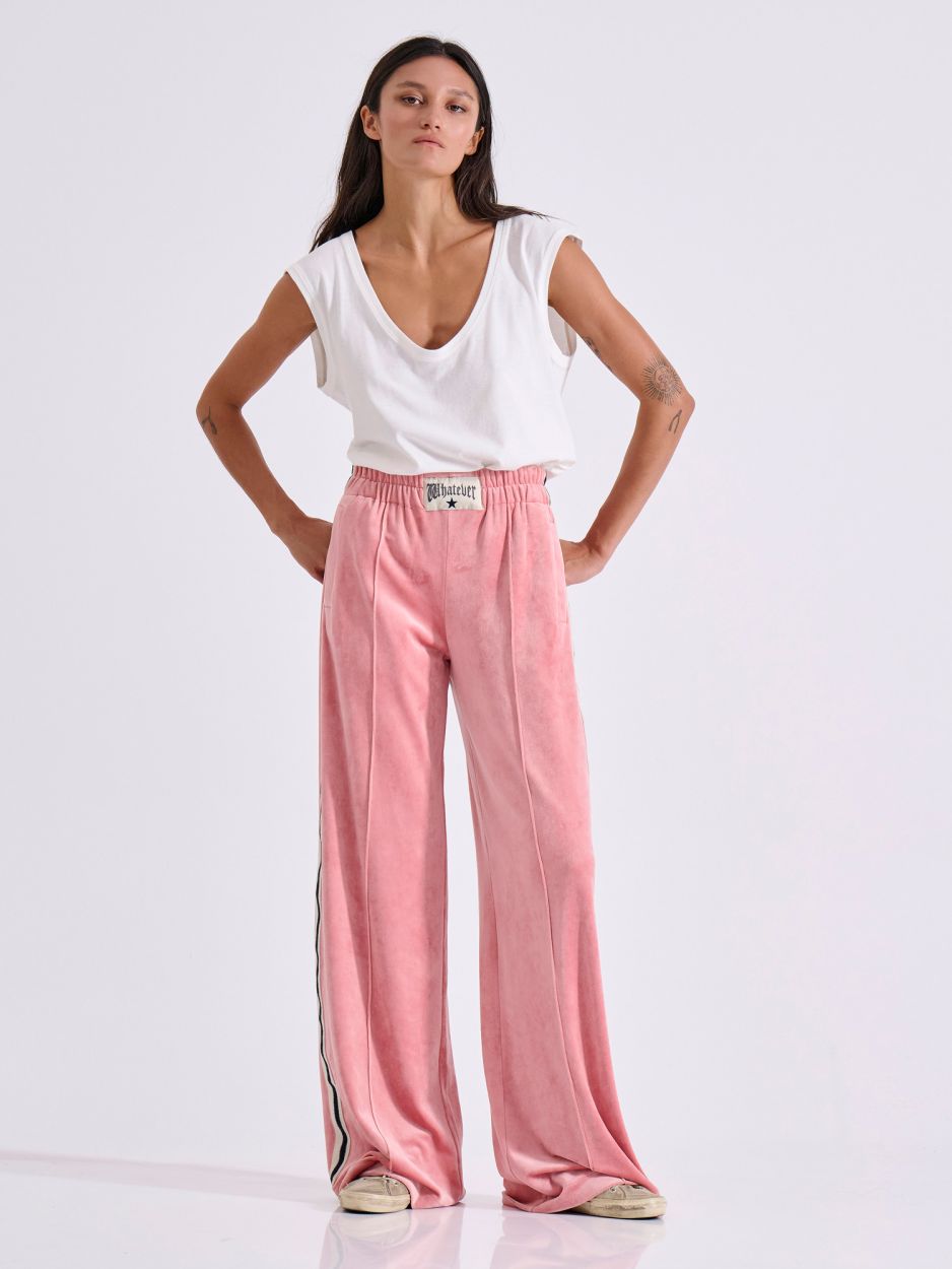 LIBELLOULA - Ροζ Βελούδινη Φόρμα με Τρέσα στο Πλάι PHYLLIS