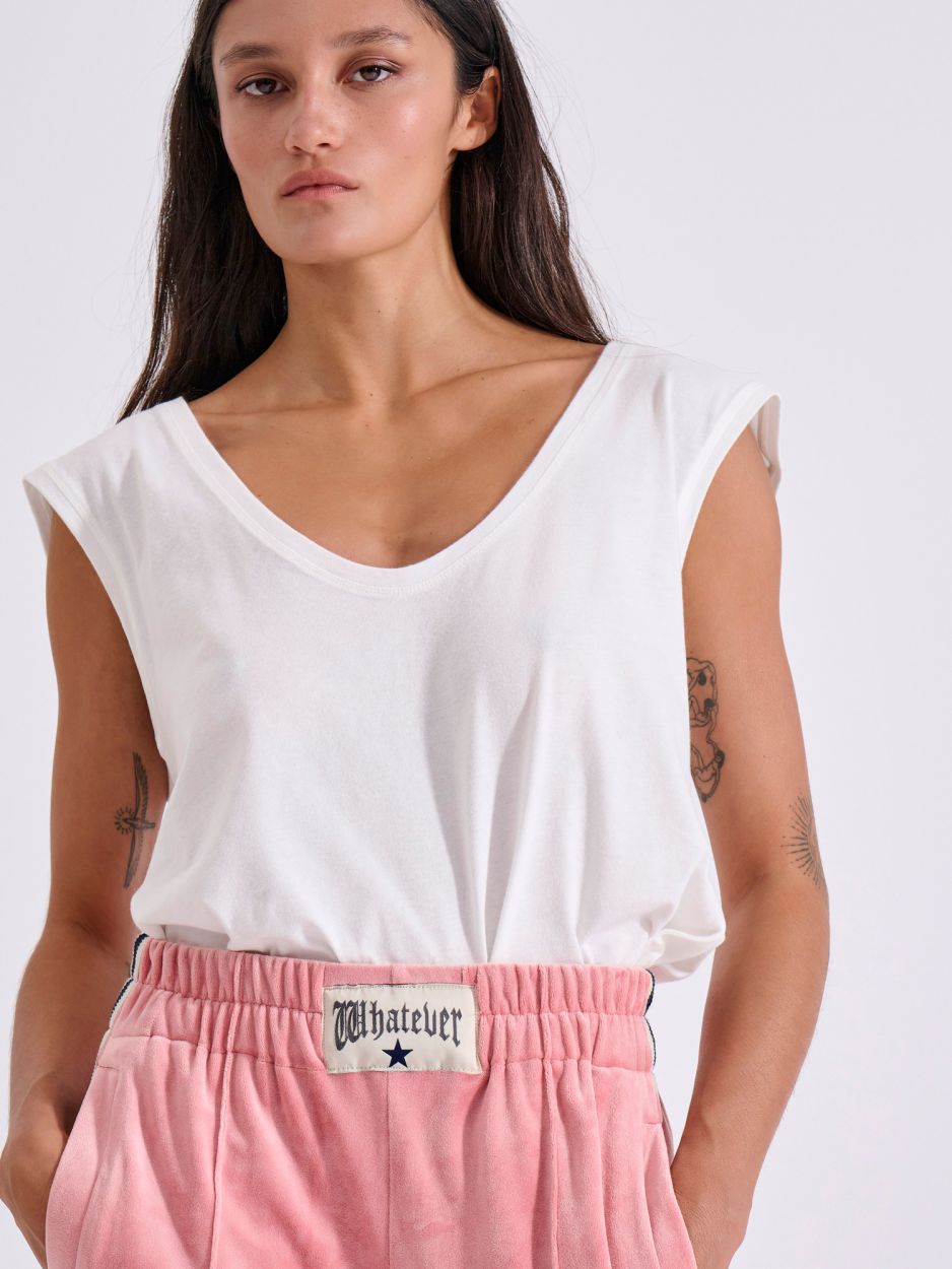 LIBELLOULA - Ροζ Βελούδινη Φόρμα με Τρέσα στο Πλάι PHYLLIS