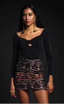 Picture of Peace And Chaos Worship Mini Skirt - Lurex