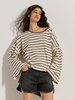 Picture of LIBELLOULA  - Μπλούζα off-white με ρίγες σε άνετη γραμμή με φαρδιά μανίκια BIANCA
