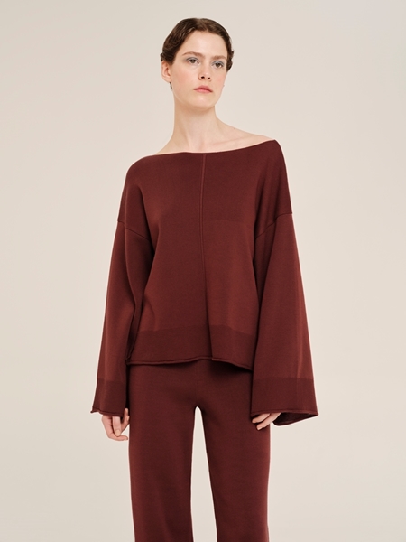 Picture of Ioanna Kourbela  Knit Long Sleeve Oversized Blouse With Front Nervure – Inner Sanctum (2 colors)
