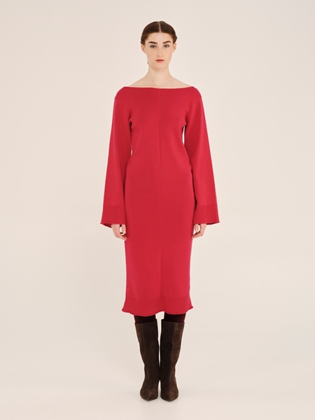 Picture of Ioanna Kourbela Knit Longsleeve Midi Dress With Front Nervure
