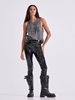 Picture of LIBELLOULA  - Black vinyl leggings with metal zippers IRIS