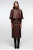 Picture of Peace And Chaos Liquorice Midi Skirt - Eco Leather (Brown) 