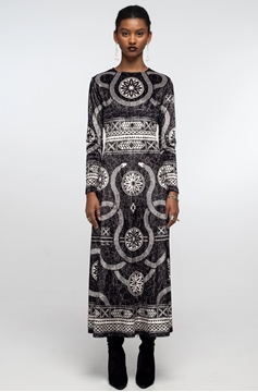 Picture of Peace And Chaos Philosophy Long Dress - Velvet